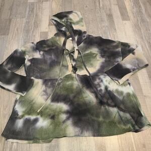 𝅺FSL apparel large womens tie dye long sleeve hoodie style knit sweater